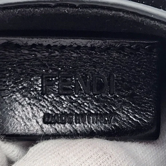 FENDI Black Leather Zucca Shoulder Bag